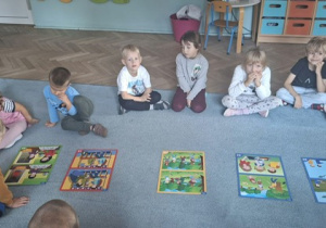 Wspólne rozmowy w kole na temat przyjaźni na podstawie ilustracji- grupa 3